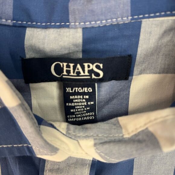 Chaps Womans Blue & White Gingham Short Sleeve Button Down Shirt sz XL NWT - Picture 4 of 6